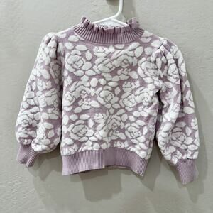 Janie and Jack Lavender Frost Floral Boucle Ruffle Collar Sweater
